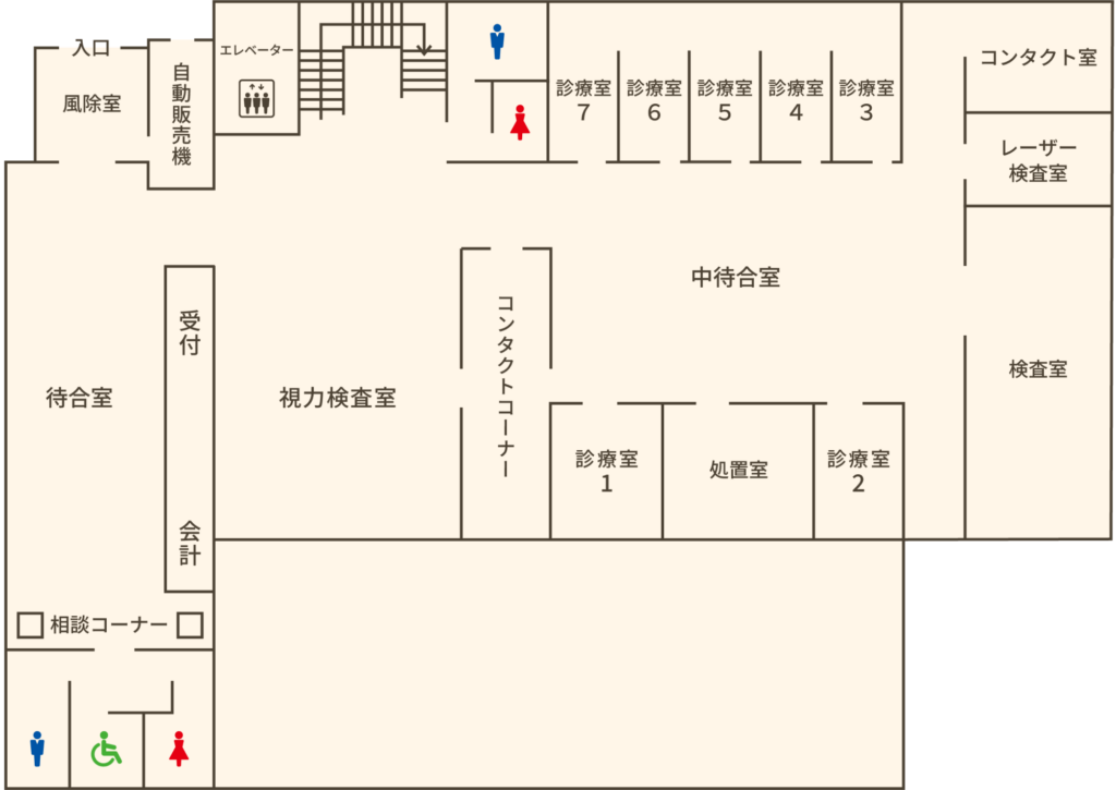 美川眼科の1Fフロアマップ